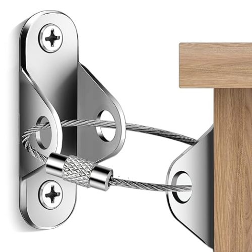 Furniture Anchors (10 Packs) Anti Tip Furniture Anchors for Baby Proofing, Furniture Wall Anchor Earthquake Straps for Furniture Dresser Wall Safety Anchor Furniture Fasteners to Wall, Silver