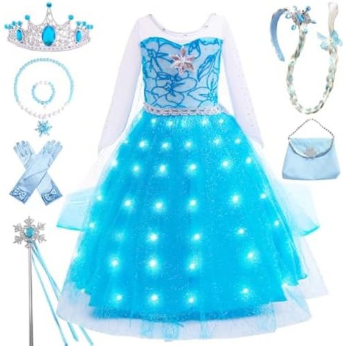 CVNHMG Princess Dress for Girls | Sparkly Cape & Crown | Ages 3-10 | Birthday, Halloween, Party Costume