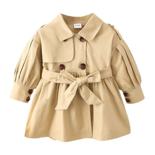Vividxx Girl's Winter Coat Jacket Fall Toddler Kids Baby Girls Long Sleeve Lapel Solid Color Double Belt Windproof Coat Kids Coats Windbreaker Casual Outerwear 9-12 Months