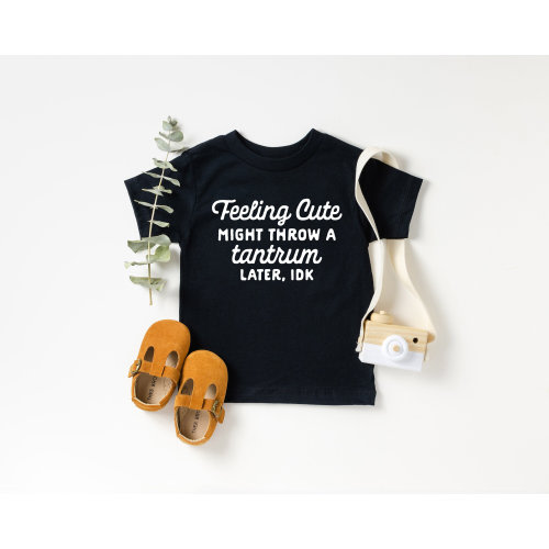 Funny Toddler T-Shirts, Boho Kids Shirts, Toddler Tees, Toddler Clothes Boy Girl, Baby Outfit, Feeling Cute Might Throw a Tantrum Later, idk