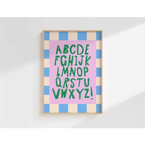 Quirky Alphabet Print for Kids - Colorful and Playful Wall Art for Nursery, Playroom, or Bedroom - ABC Decor