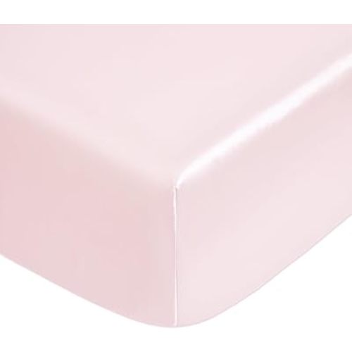 Silk Satin Fitted Crib Sheet, Soft and Silky Fitted Crib Mattress Sheet (52"x28"x8") for Standard Crib and Toddler Mattresses, Blush Pink
