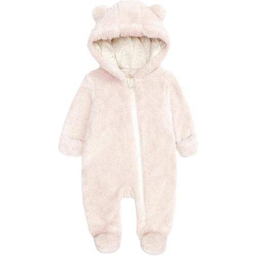 Newborn Baby Romper Fleece Onesie Jumpsuit Toddler Warm Hooded Outwear Outfits for Infant