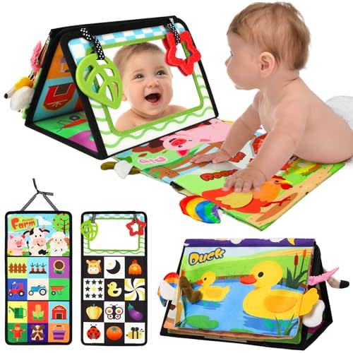 URMYWO Tummy Time Toys - Black and White High Contrast Baby Toy for Newborn - Baby Visual Stimulation Mirror - Montessori Sensory Crinkle Toy for Infant 0-3-6-12 Months - Boy Girl Shower Gifts