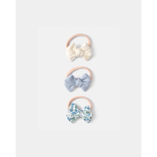 Baby Girl 3-Pack Bow Headbands - Blue | Carter's