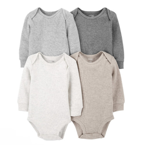 Simple Joys by Carter's Baby 4-pack Soft Thermal Long Sleeve Bodysuits