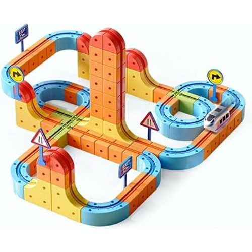 Electric Train Set,Car Track for Toddlers, for Kids 3 4 5 6 7 8 Years Old,Gravity-Defying 3D Embedded Layouts & Motorized Car,STEM Learning Toy Gift for Toddlers Birthday
