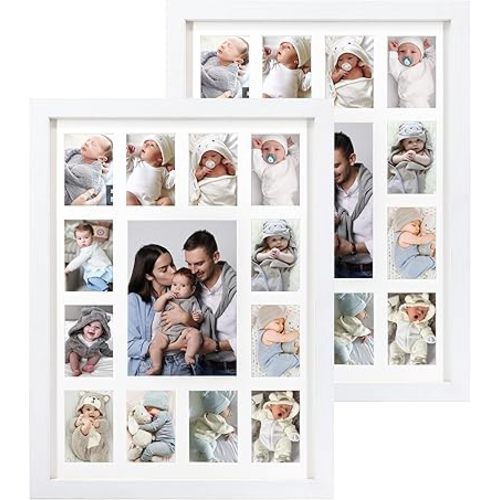 School Year Picture Frame Baby First Year Keepsake K-12 Graduation Photo Frames, 12x16 Multi Picture Frame-13 Opening,Great for Children's Photos, Collection Cards, Landscape,2 Pack