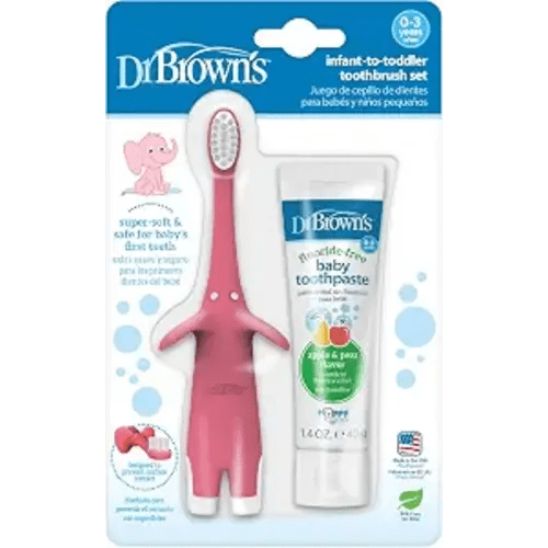 Dr. Brown's Infant-to-Toddler Toothbrush Set, 1.4 Ounce, Pink