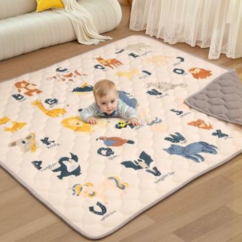 GOTGELIF 71"x79" Extra-Thick Cushioned Foam Baby Play Mat Foldable & Non-Slip Tummy Time Mat
