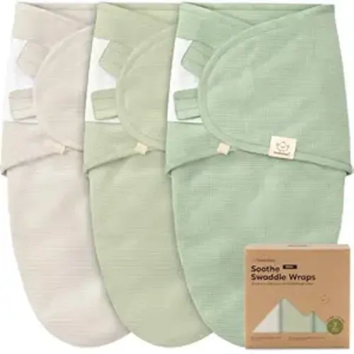 3-Pack Organic Swaddles for Newborns Sleep Sacks – Baby Swaddles 0-3 Months, Newborn Swaddle Wrap, Infant Wearable Blanket, Baby Sleep Sack Girls, Boys, Soft & Snug, Large Hook & Loop Closure (Willow)