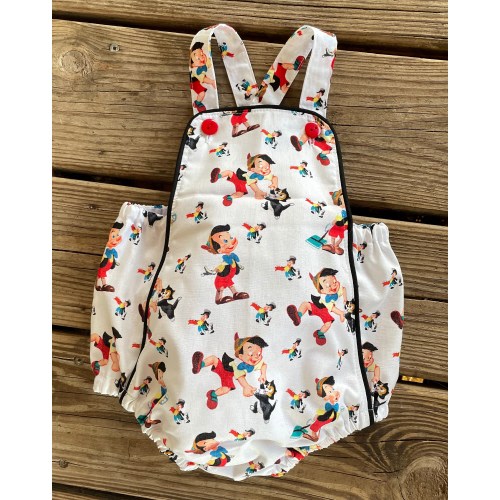 FREE SHIPPING! Vintage Style Baby Romper for Boy or Girl Inspired by Pinocchio