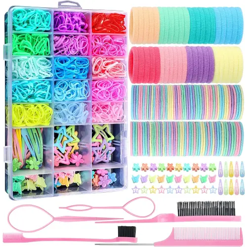 Hair Accessories for Girls, 1695 Pcs Toddler Hair Ties Elastic Hair Ties with Hair Clips Hair Tail Tools, Girls Hair Accessories for Baby Toddlers Kids