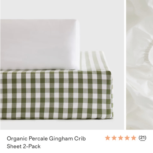 Organic Percale Gingham Crib Sheet 2-Pack in Olive