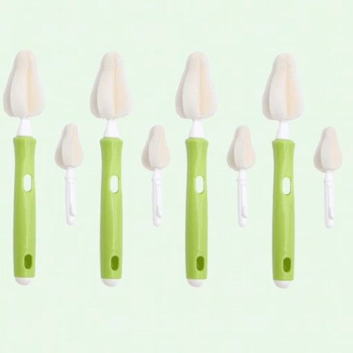 8PCS Milk Bottle Nipple Brushes, BPA Free Baby Bottle and Pacifier Cleaning Sponge Brushes, Small Brush Cleaner Set for Bottles and Accessories