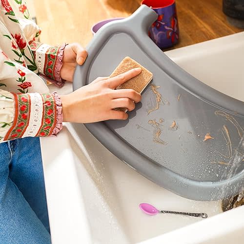 Cosco Kids Canteen High Chair Lightweight Portable Baby Feeding Chair with Adjustable Tray, Easy to Clean, Kitchen or Dining Use, Toddlers Up to 33 lbs, Mono Grey