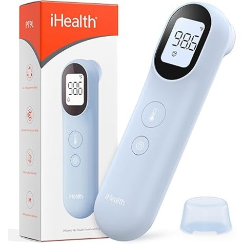 iHealth Infrared Digital Thermometer for Adults and Kids, Baby Thermometer with 3-in-1 Mode & 3-Color Prompt, Fever Alarm & Silent Mode, Forehead & Object Detection, 40 Memory Storages, PT9L, Blue