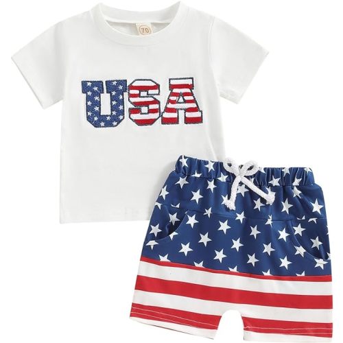 Kupretty Baby Boy Clothes Toddler Summer Outfit Short Sleeve T-Shirt Tee Tops + Shorts 6 12 18 24 Months 2T 3T Clothing Set