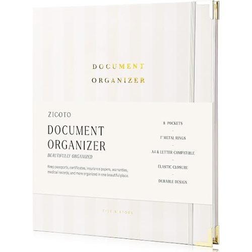 Aesthetic Document Organizer - Sturdy Striped 3-Ring Binder for Files