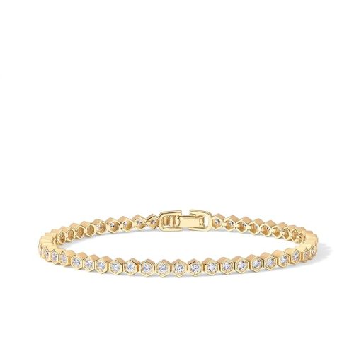 PAVOI 14K Gold Plated 2mm Cubic Zirconia Honeycomb Tennis Bracelet | Gold Bracelet for Women