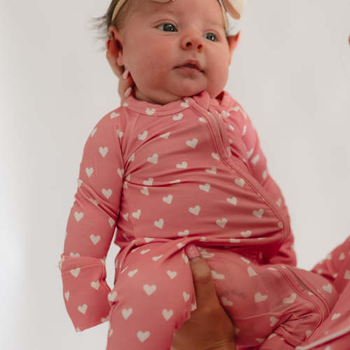 Infant Romper in Pink Hearts