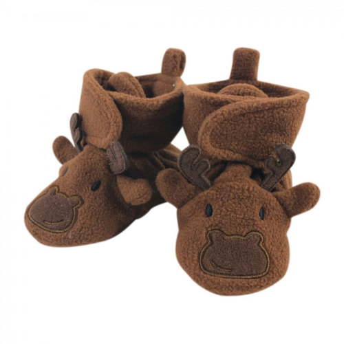 Hudson Baby Infant and Toddler Boy Cozy Fleece Booties, Moose, 6-12 Months