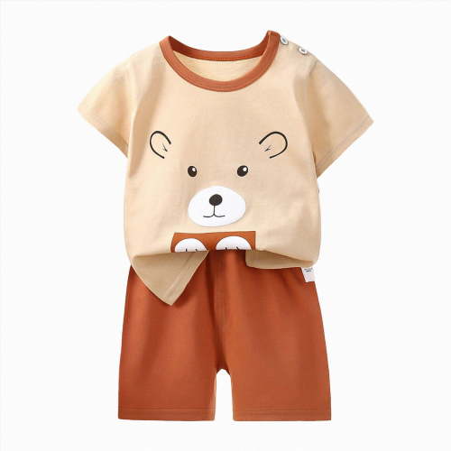 Toddler Boy Summer Outfits Cartoon Print Short Sleeves T-Shirt Shorts Set Infant Clothes Set 6-12 Months 12-24 Months 2t 3t 4t 5t 6t 7t 8t 9t Children 4-5 Years