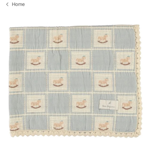 Bebe Organic - Rocking Horse Organic Cotton Blanket - Blue | Smallable