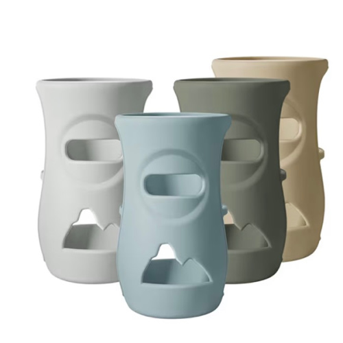 3 Pack Silicone Sleeves for Avent Natural Glass Baby Bottles, Anti Breakage Baby Bottle Holder, Compatible Philips Avent Glass Natural Baby Bottle 8 oz (Grey+Dark Blue+Apricot)