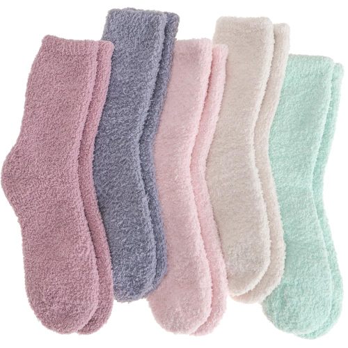 Fuzzy Socks Warm Fluffy Winter Cozy Thick Plush Slipper Sleep Comfy Crew Socks for Women & Men 5 Pairs