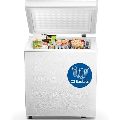 Electactic Chest Freezer 2.0 Cubic Feet Deep Freezer with 2 Removable Baskets, Free Standing Top open Door Compact Freezer, Adjustable Temperature for Home Dorm, Bar, Basement, Kitchen