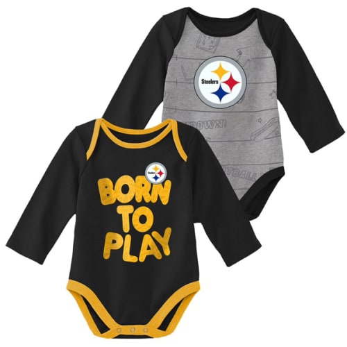 Pittsburgh Steelers Newborn Born to Play 2 Pack Long Sleeve Creeper Set