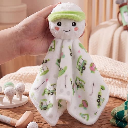 Moukeren 11 Inch Golf Plush Baseball Baby Lovey, Golf Blanket for Baby, Soft Security Throw Blanket for Comforting Loveys for Boys and Girls, Newborn Gift
