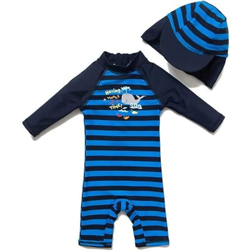 upandfast Baby/Toddler Swimsuit UPF 50+ Sun Protection One Piece Zipper Bathing Suit with Sun Hat Infant Beach Swimwear