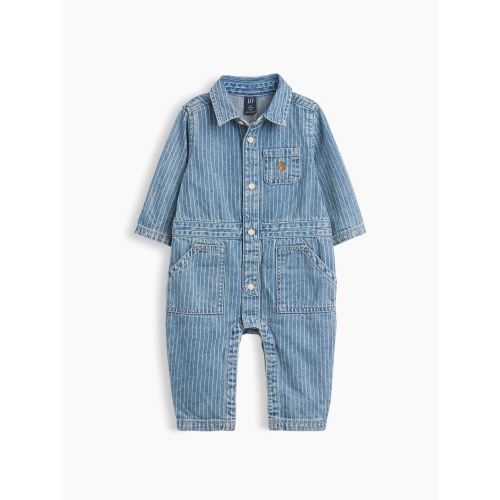 Baby Denim Stripe Utility One-Piece
