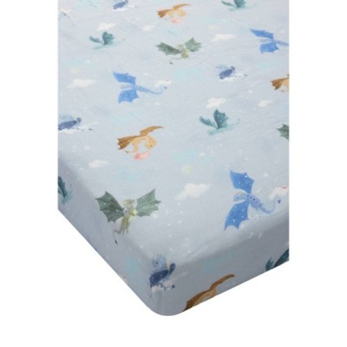 Loulou Lollipop Muslin Fitted Crib Sheet - Magical Dragons