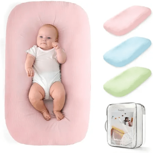 Freejoy Baby Lounger for Newborn, Portable Baby Nest, Soft Cotton Breathable Washable Infant Lounger for Home and Travel (Pink)