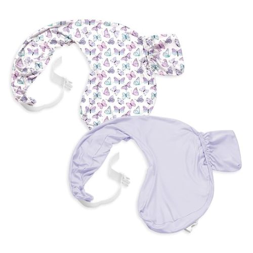 Nursing Pillow Cover Compatible with My Brest Friend Deluxe/Original Pillow | TotAha 2-Pack Soft Stretch Replacement Slipcovers with Side Pocket & Adjustable Strap, Machine Washable, Pillow Not Included