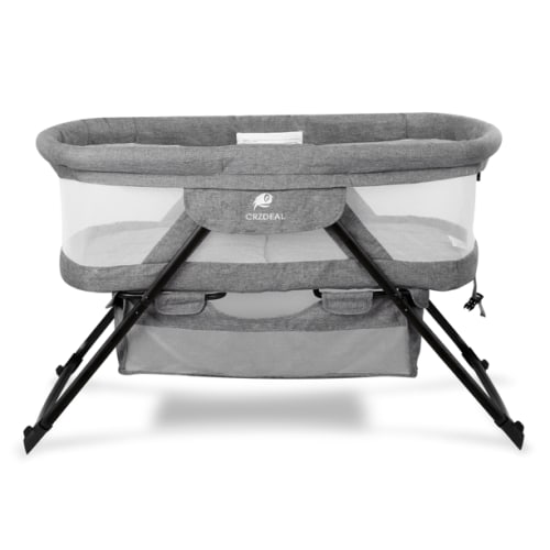 Crzdeal Bassinet 2-in-1 Fold Bassinet for Baby Stationary & Rock Portable Beside Sleeper for 0-6 Month