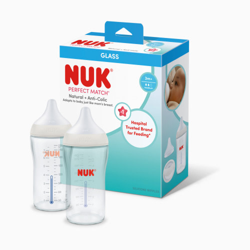 NUK Perfect Match Glass Bottle (2 Pack) - 8 Oz, 2