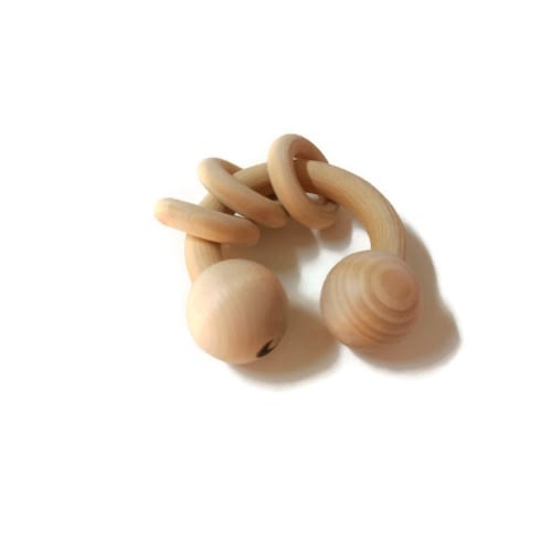 Montessori Infant Baby Rattle Circle Natural Wooden Toy