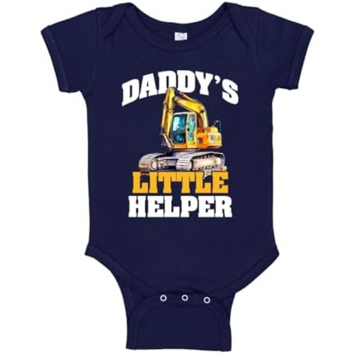 Daddy's Little Helper Excavator Baby One Piece Or Toddler T-Shirt Construction Baby Gift