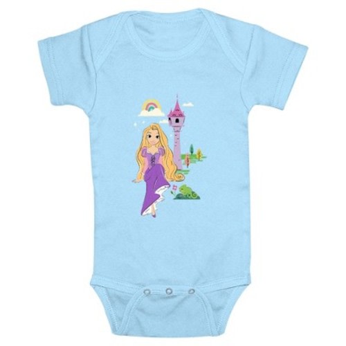 Infant's Disney Tangled Rapunzel and Pascal Tower Onesie, Color: Light blue, Size: 18 months