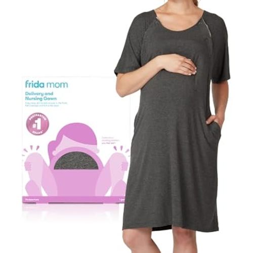 Frida Labor and Delivery Gown for Hospital, Easy-Snap, Tagless Gown