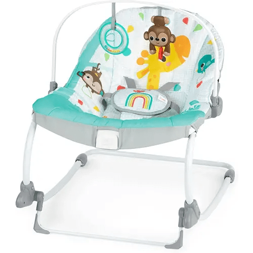 Bright Starts Wild Vibes Infant to Toddler Rocker with Vibrations, Unisex, Newborn +