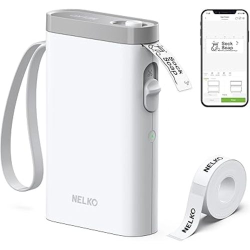 Nelko Label Maker Machine with Tape, P21 Bluetooth Label Printer, Wireless Mini Label Makers with Multiple Templates for Organizing Office Home, White