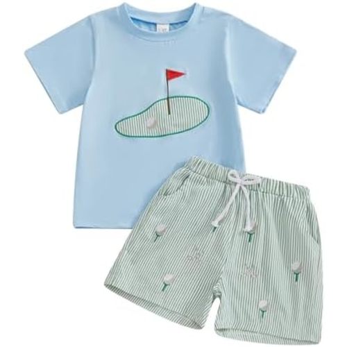 FYBITBO Toddler Baby Boy Golf Outfit Golf Short Sleeve T Shirt and Casual Shorts Spring Summer Baby Boy Clothes
