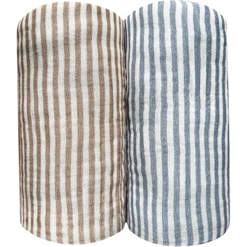 Pack of 2 Striped Muslin Baby Blanket Cotton Swaddle Blankets Boys 43"