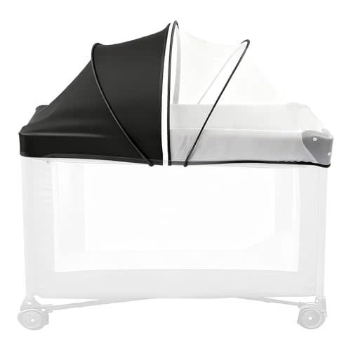Mosquito Net for Pack N Play, Half Blackout Netting Cover with 2-Way Zipper for Playpen, Keep Cats Out, Foldable with Storage Bag
