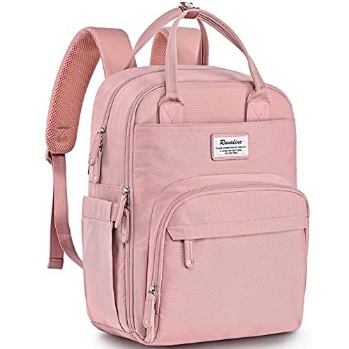 Diaper Bag Backpack, RUVALINO Multifunction Travel Back Pack for Girls, Maternity Baby Changing Bags with Changing Pad for Mom, Large Capacity, Waterproof and Stylish, Pink